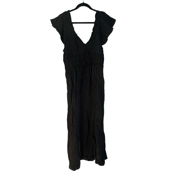 J. Crew Women's Palermo Dress in Viscose-Blend Crinkle Black Size Large NWT - Picture 4 of 15